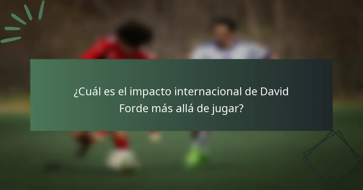 ¿Cuál es el impacto internacional de David Forde más allá de jugar?