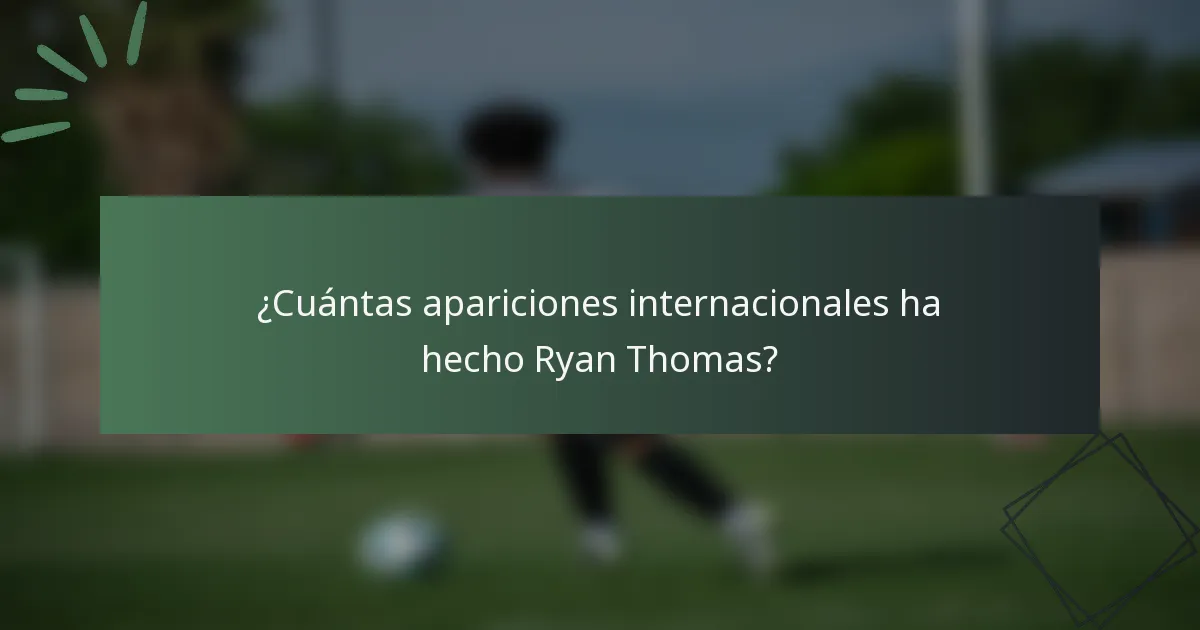 ¿Cuántas apariciones internacionales ha hecho Ryan Thomas?
