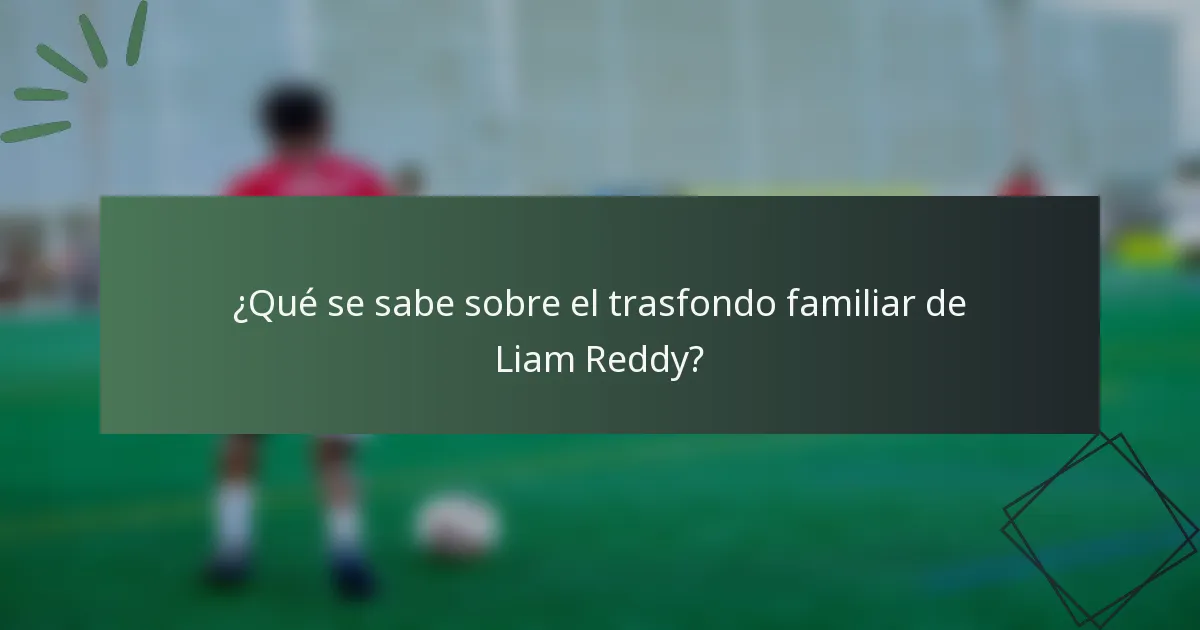 ¿Qué se sabe sobre el trasfondo familiar de Liam Reddy?